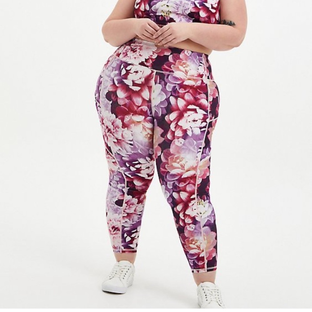 Torrid Purple floral wicking active set